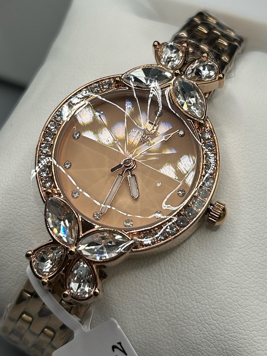 Montres Prestige Rose Gold Crystal Watch